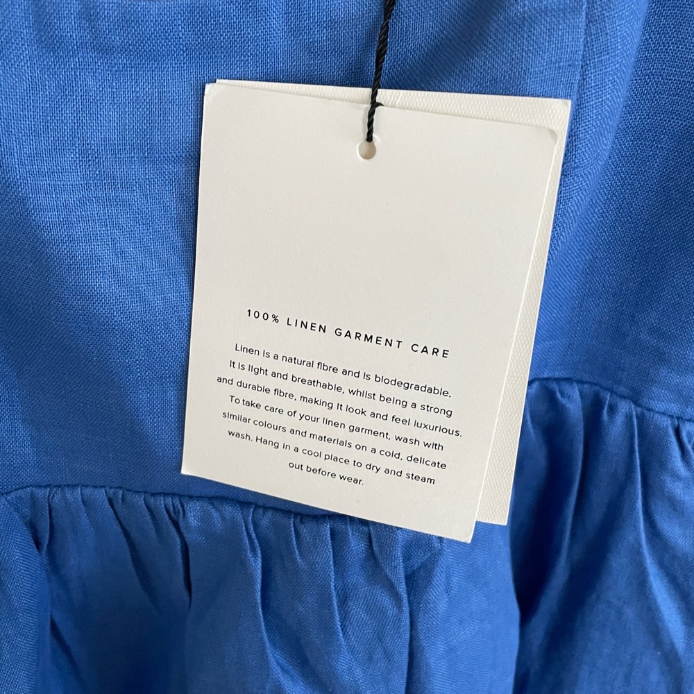 DISSH SIMONS COBALT LINEN MIDI DRESS. - Picture 9 of 10